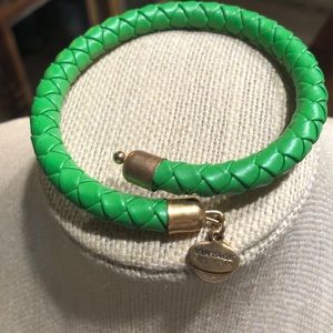 Green leather coil bracelet